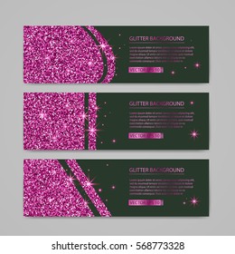 Set of Flyers with purple glitter design, brochure Templates.