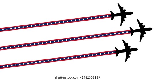 Conjunto de avión volador con el ícono de la bandera de Laos. Símbolo del día de la celebración del espectáculo aéreo Plantilla Ilustración Diseño