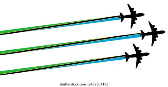 set Flying airplane with tanzania flag icon. airshow celebration day symbol Template Illustration Design