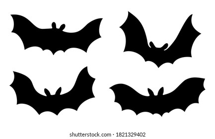 Set of flying bat silhouettes 