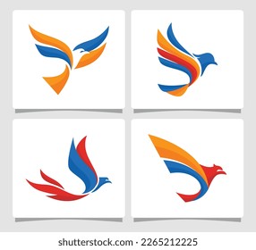 Set Flying Bird Logo Template Design Inspiration