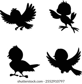 A Set of Flying Birds Silhouettes