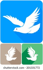 Set of flying doves.