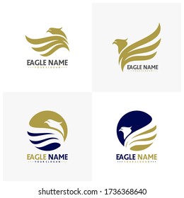 Set of Flying Eagle Logo Design Vector, Creative design, Template, illustration, Icon symbol
