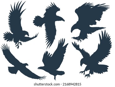 A set of flying eagle silhouettes (6 pieces)