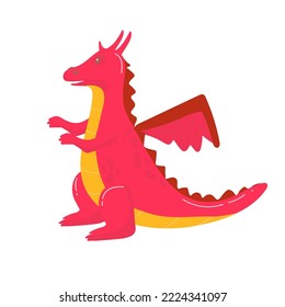 Set of flying and fire-breathing magic dragons out of fairy tales. Scary legendary creatures with wings and fire with smoke out of the mouth, characters for games. Cartoon style vector illustration.