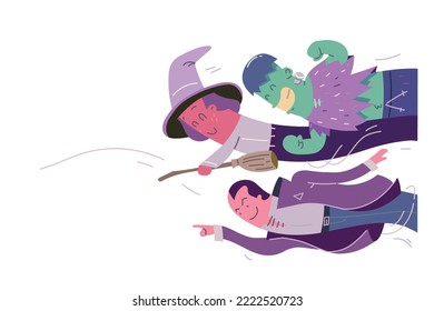 Set of Flying Halloween Monsters