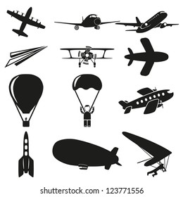 Set of flying icons