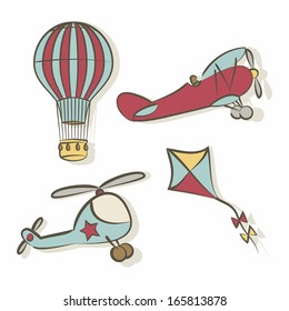 Set of flying icons - vector illustration