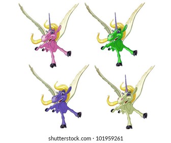 a set of flying unicorns