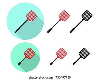 Set Of Flyswatter Icon In Flat, Vector Design