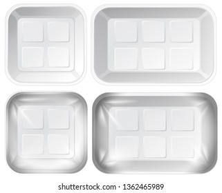 Conjunto de ilustraciones del paquete de la bandeja de espuma
