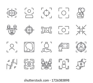 Set of focus Related Vector Line Icons. Includes such Icons as goal, segment and more. - vector