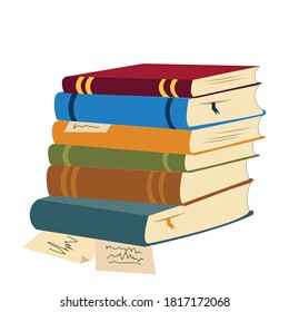 conjunto de libros plegados con diferentes cubiertas de color en posición aleatoria Educación Estudio de conocimiento ilustración vectorial de la escuela
