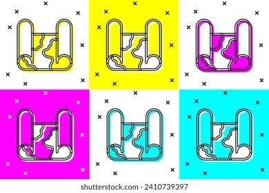 Set Folded map icon isolated on color background.  Vector