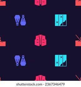 Set Folded map, Rubber flippers for swimming, Fishing jacket and float water on seamless pattern. Vector