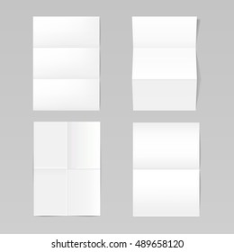 Set Of Folded Realistic Blank Sheets Of Paper Mockup