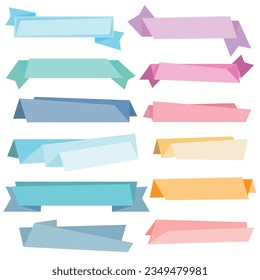 Set of folded ribbon paper banners