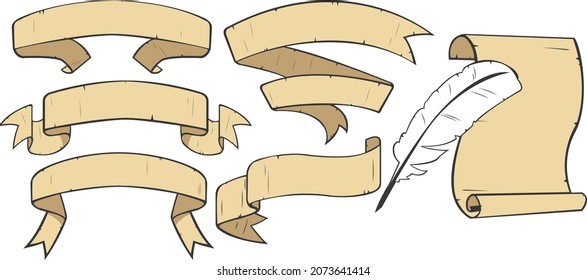 Set of folded scrolls with place for your text isolated vector.