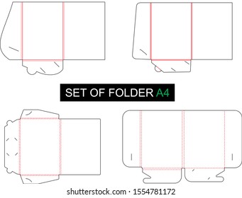 SET OF FOLDER A4 DIE CUT VECTOR