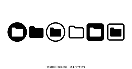set of folder document file data computer icon symbol sign vector design simple black white color illustration