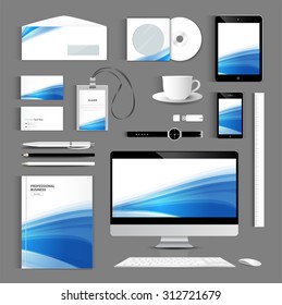  set folder documentation template design. Business stationery vector