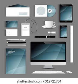  set folder documentation template design. Business stationery vector