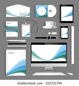  set folder documentation template design. Business stationery vector