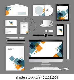  set folder documentation template design. Business stationery vector