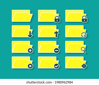 Set of folder icon. File catalog. File manager. Storage. Illustration vector