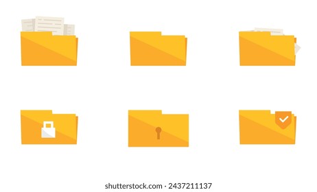 Set of folder icon isolated on white background.