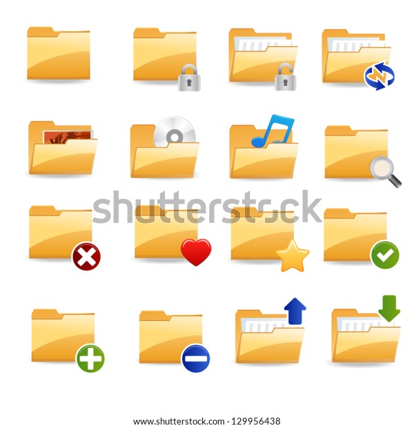 Set Folder Icons Stock Vector (Royalty Free) 129956438 | Shutterstock