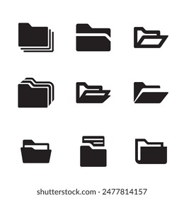 Set of folder icons isolated on white background. Collection file document symbol