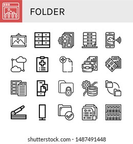 Set of folder icons such as Portfolio, Picture, Drawer, Documentation, Drawers, Cloud computing, Medical record, File, Document, Paper, Archive, Folder, Data processing , folder