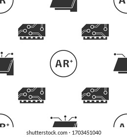 Set Folder and lock, Ar, augmented reality and RAM, random access memory on seamless pattern. Vector