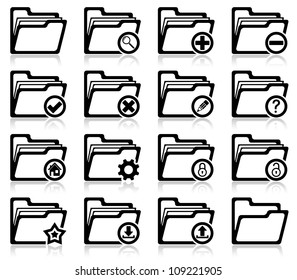 Set of folder management and administration icons
