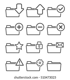 Set of folder management and administration icons.
