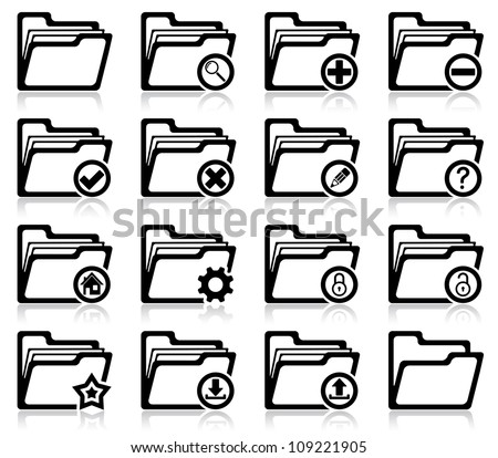 Set of folder management and administration icons