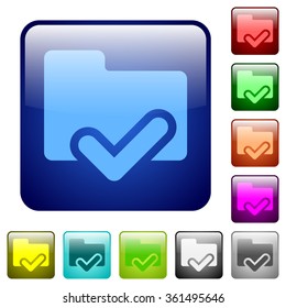 Set of folder ok color glass rounded square buttons