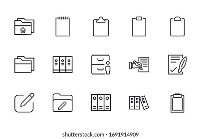 Set of Folder related vector line icons. Premium linear symbols pack. Vector illustration isolated on a white background. Web symbols for web sites and mobile app. Trendy design. 
