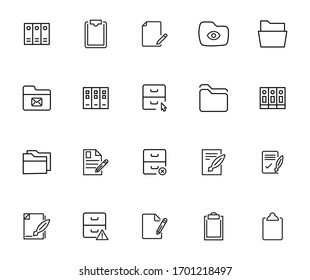 Set of Folder related vector line icons. Premium linear symbols pack. Vector illustration isolated on a white background. Web symbols for web sites and mobile app. Trendy design. 
