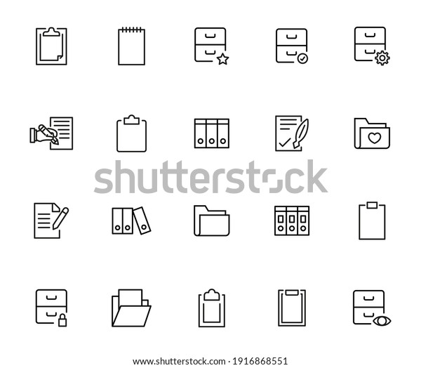 Set of folder\
related vector line icons. Premium linear symbols pack. Vector\
illustration isolated on a white background. Web symbols for web\
sites and mobile app. Trendy\
design.