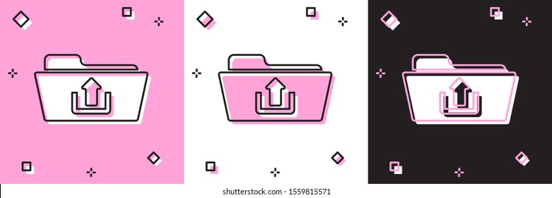 Set Folder upload icon isolated on pink and white, black background.  Vector Illustration