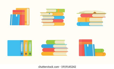 A set of folders and books.