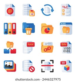 Set of Folders And Files Flat Icons

