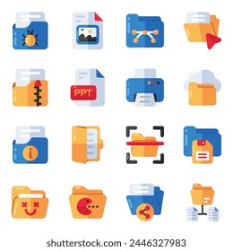Set of Folders And Files Flat Icons

