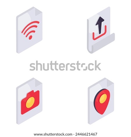 Set of Folders And Files Isometric Icons


