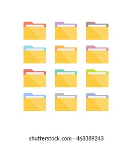 Set of folders, isolated, white background. Vector, illustration, EPS10