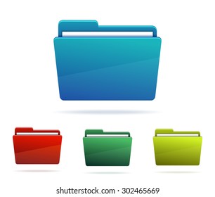 Set of Folders with papers. Vector illustration.