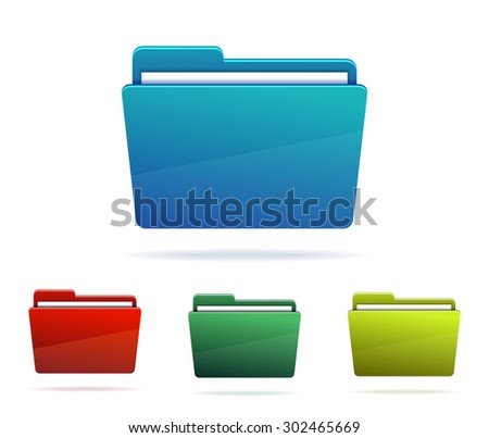 Set of Folders with papers. Vector illustration.